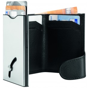 Blackmaxx® Kartensafe IWalletdeLuxePro silber/schwarz jetzt mit RV